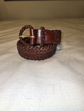 Leather Braided Woven Talbots Vintage Belt Equestrian Brown Women’s Medium